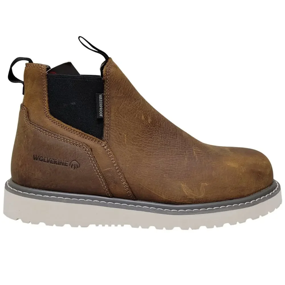 Wolverine Men Trade Wedge Romeo Steel Toe Chelsea Work Boots Size US 8M Brown
